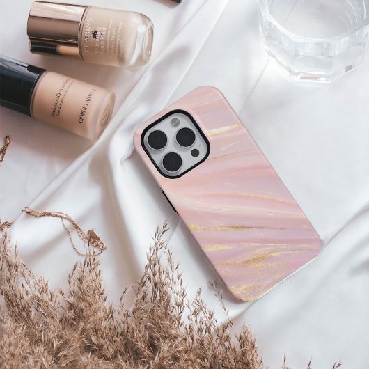 Blush Opaline – Luxus-Rosa-&-Gold-Marmor iPhone 16 Hülle