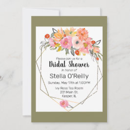 Blush Orange gelbe Blütengoldgestelle Einladung