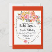 Blush Orange gelbe Blütengoldgestelle Einladung (Vorderseite)