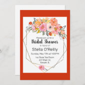 Blush Orange gelbe Blütengoldgestelle Einladung (Vorne/Hinten)