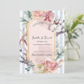 Blush Orchid Tropical Wedding Save the Date  Ankündigung (Stehend Vorderseite)