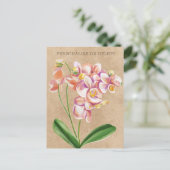 Blush Orchid Watercolor Cheminée Personalisiert Postkarte (Stehend Vorderseite)
