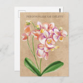Blush Orchid Watercolor Cheminée Personalisiert Postkarte (Vorne/Hinten)