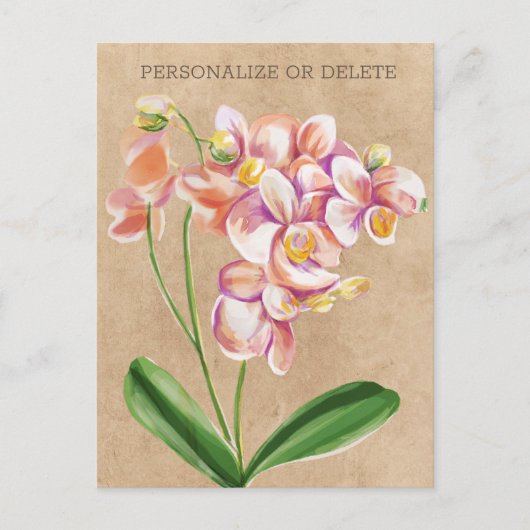 Blush Orchid Watercolor Cheminée Personalisiert Postkarte (Vorderseite)
