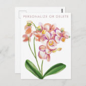 Blush Orchid Watercolor Cheminée Personalisiert Postkarte (Vorne/Hinten)