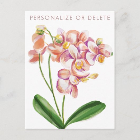 Blush Orchid Watercolor Cheminée Personalisiert Postkarte (Vorderseite)