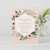 Blush Painted Anemone Wedding Einladung (Stehend Vorderseite)