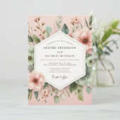 Blush Painterly Botanical Wedding Einladung (Stehend Vorderseite)