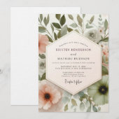 Blush Painterly Flora Wedding Einladung (Vorne/Hinten)