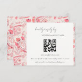 Blush Paisley Typografy Wedding RSVP QR Code Begleitkarte (Vorne/Hinten)