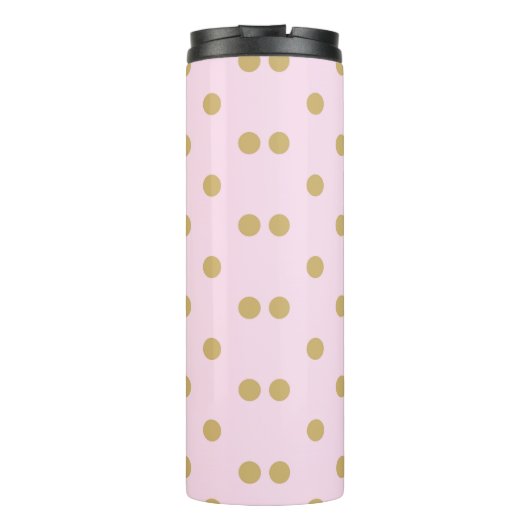 Blush Pale Light Pink & Gold Polka Dots Muster Thermosbecher (Rückseite)