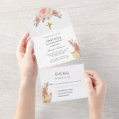 Blush Pampas Gras Rose erste Kommune UAWG All In One Einladung (Abreißen)