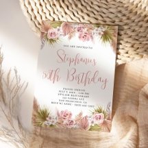 Blush Pampas Grass Boho Floral Geburtstag