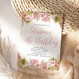 Blush Pampas Grass Boho Floral Geburtstag Einladung
