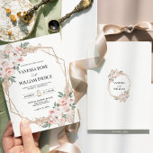 Blush Pampas Grass Boho Wedding Gold Geometric Einladung