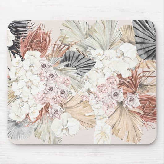 Blush Pampas Grass Floral Tropischer Dschungel Mousepad (Vorne)