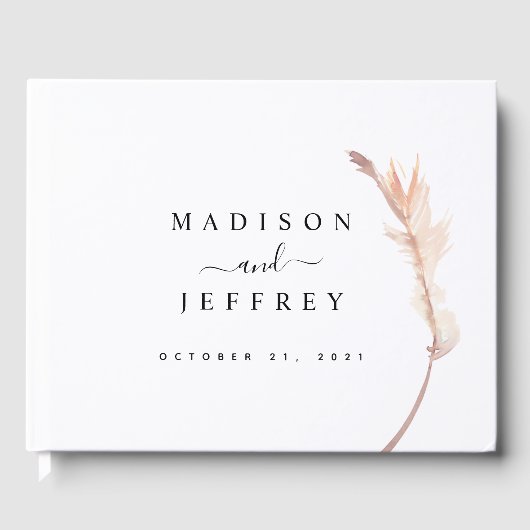 Blush Pampas Grass Minimalistisch Hochzeit Gästebuch (Vorderseite)