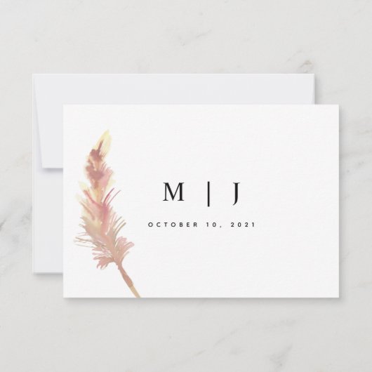 Blush Pampas Grass Minimalistische Hochzeitkarte R RSVP Karte (Rückseite)