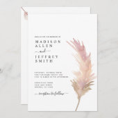 Blush Pampas Grass Minimalistische Hochzeitseinlad Ankündigung (Vorne/Hinten)
