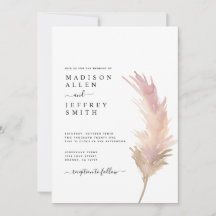 Blush Pampas Grass Minimalistische Hochzeitseinlad