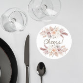 Blush Pampas Grass Wedding Coaster Runder Pappuntersetzer