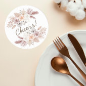 Blush Pampas Grass Wedding Coaster Runder Pappuntersetzer