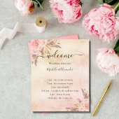 Blush Pampas Rose Blumenkohl Hochzeitsprogramm