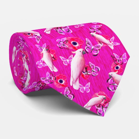 Blush Paradies: Kakados und Schmetterlinge Harmoni Krawatte (Gerollt)