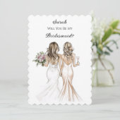 Blush Pastel Bridesmaid Vorschlagskarte Einladung (Stehend Vorderseite)