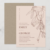 BLUSH PASTEL LINIE ZEICHNEND FLORA COUPLE SHOWER C DANKESKARTE (Vorne/Hinten)