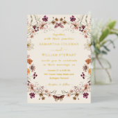 Blush Pastel Wildblume Modern Boho Wedding Folieneinladung (Stehend vorne)