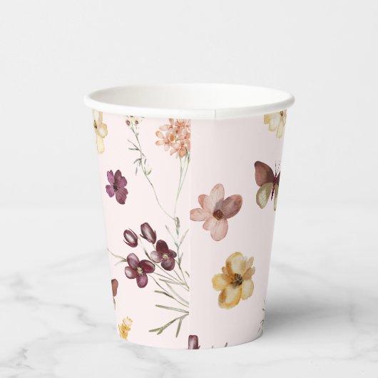 Blush Pastel Wildblume Modern Boho Wedding Pappbecher (Rechts)