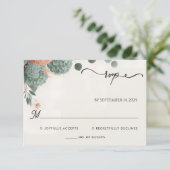 Blush Pastellpfirsich Minze Moss Sage Green Weddin RSVP Karte (Stehend Vorderseite)