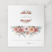Blush Peach and Slate Blue Ethereal Hochzeit Platzkarte (Außenseite Aufgefaltet)