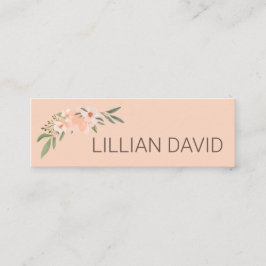 Blush Peach Aquarell Rose und Grünflächen Mini Visitenkarte