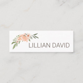 Blush Peach Aquarell Rose und Grünflächen Mini Visitenkarte