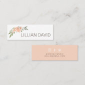 Blush Peach Aquarell Rose und Grünflächen Mini Visitenkarte (Vorne/Hinten)