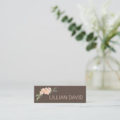 Blush Peach Aquarell Rose und Grünflächen Mini Visitenkarte (Stehend Vorderseite)