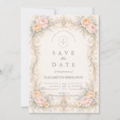 Blush Peach Baroque Quinceañera Save The Date (Vorderseite)