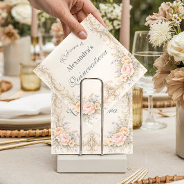 Blush Peach Baroque Quinceañera Serviette