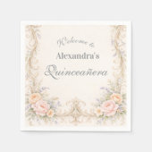 Blush Peach Baroque Quinceañera Serviette (Vorderseite)