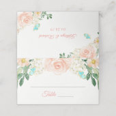 Blush Peach Blossom Blume Hochzeit Platzkarte (Außenseite Aufgefaltet)