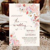Blush Peach Boho Floral Wedding Einladung