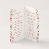 Blush Peach Boho Floral Wedding Program Card (Innenseite)