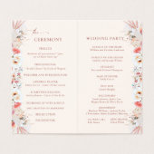 Blush Peach Boho Floral Wedding Program Card (Innenseite Aufgefaltet)