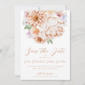 Blush Peach Bright farbig Bloral Einladung (Vorderseite)