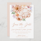 Blush Peach Bright farbig Bloral Einladung (Vorne/Hinten)