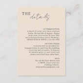Blush Peach | Chic Minimalistisch Hochzeitdetails Begleitkarte (Vorderseite)