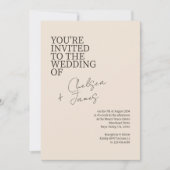 Blush Peach | Chic Script Minimalistisch Wedding Einladung (Vorderseite)