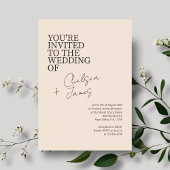Blush Peach | Chic Script Minimalistisch Wedding Einladung